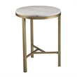 SEI Furniture Garza Ivory Marble Top Side Table in Champagne
