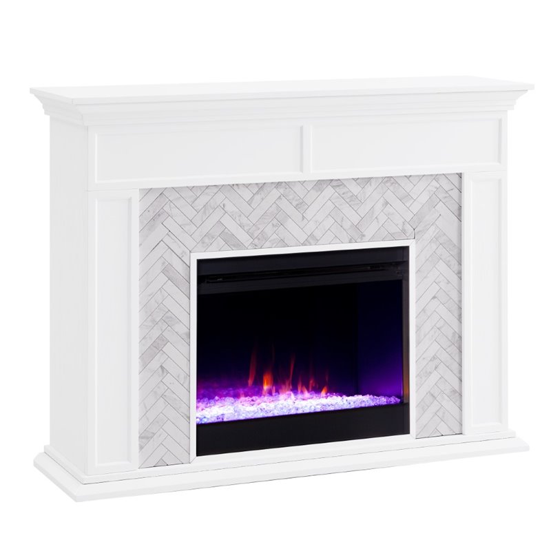 SEI Furniture Torlington Tiled Marble Color Changing Electric Fireplace