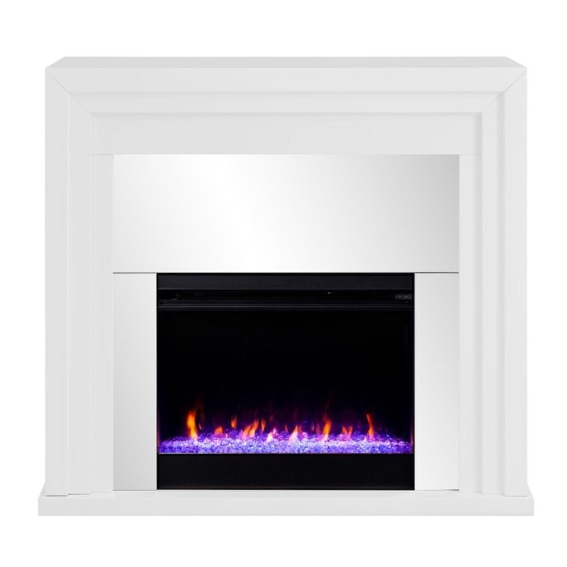 SEI Furniture Stadderly Color Changing Electric Fireplace in White