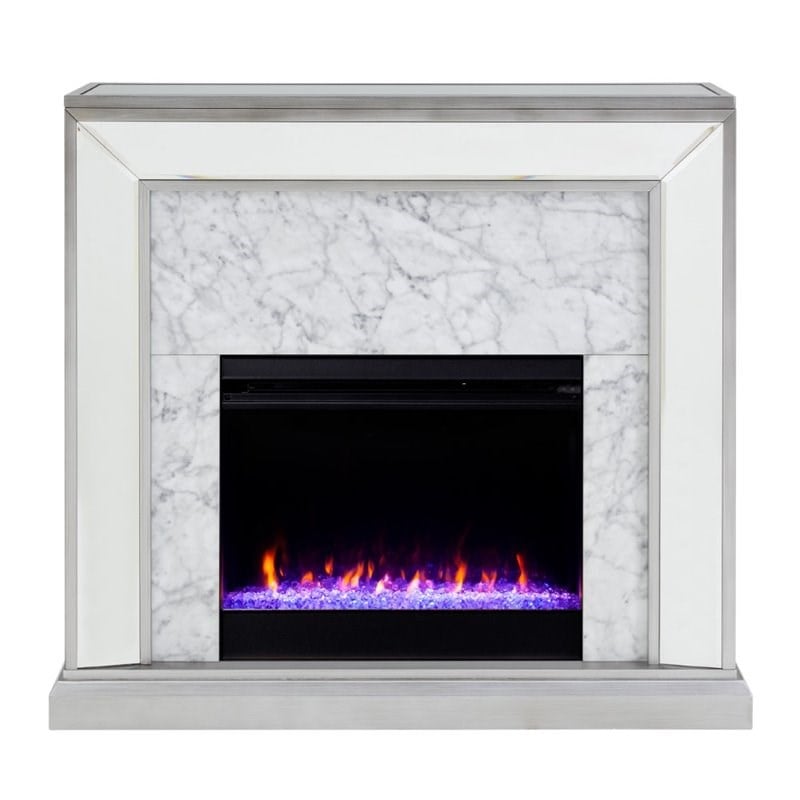 SEI Furniture Trandling Mirrored Color Changing Electric Fireplace