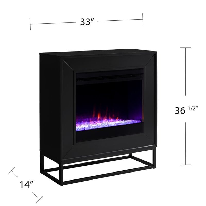 SEI Furniture Frescan Color Changing Electric Fireplace in Black