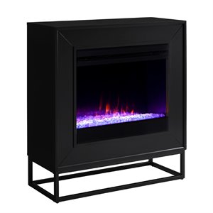 sei furniture frescan contemporary electric fireplace in black