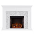 SEI Furniture Torlington Tiled Marble Electric Fireplace in White