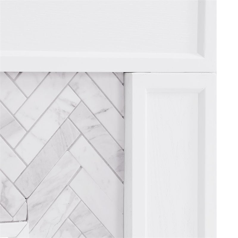 SEI Furniture Torlington Tiled Marble Electric Fireplace in White