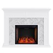 SEI Furniture Torlington Tiled Marble Smart Electric Fireplace in White