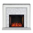SEI Furniture Trandling Mirrored Faux Stone Smart Electric Fireplace