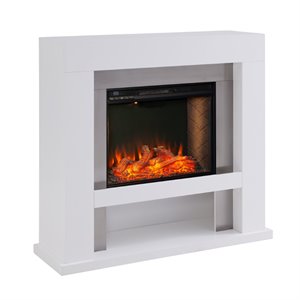 SEI Furniture Lirrington Stainless Steel Electric Fireplace in Gray