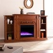 SEI Furniture Chantilly Color Changing Electric Fireplace in Brown