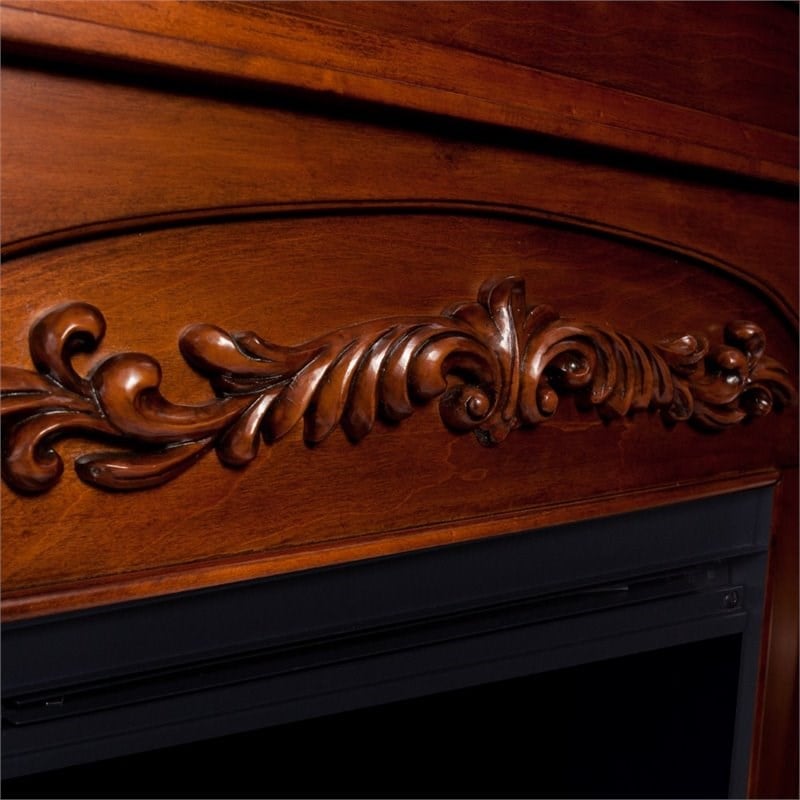 SEI Furniture Chantilly Color Changing Electric Fireplace in Brown