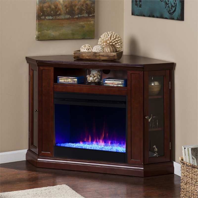 SEI Furniture Claremont Color Changing Electric Fireplace in Cherry