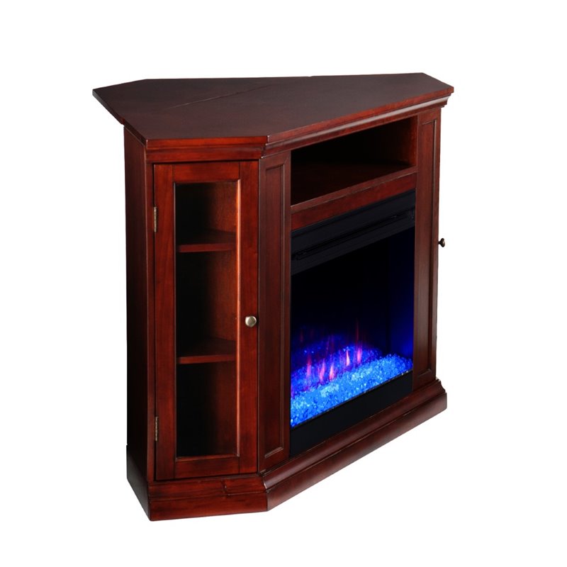 SEI Furniture Claremont Color Changing Electric Fireplace in Cherry