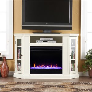 SEI Furniture Claremont Color Changing Electric Fireplace in Ivory