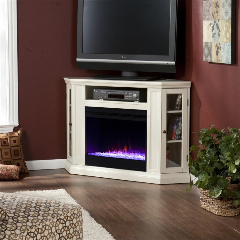 SEI Furniture Claremont Color Changing Electric Fireplace in Ivory