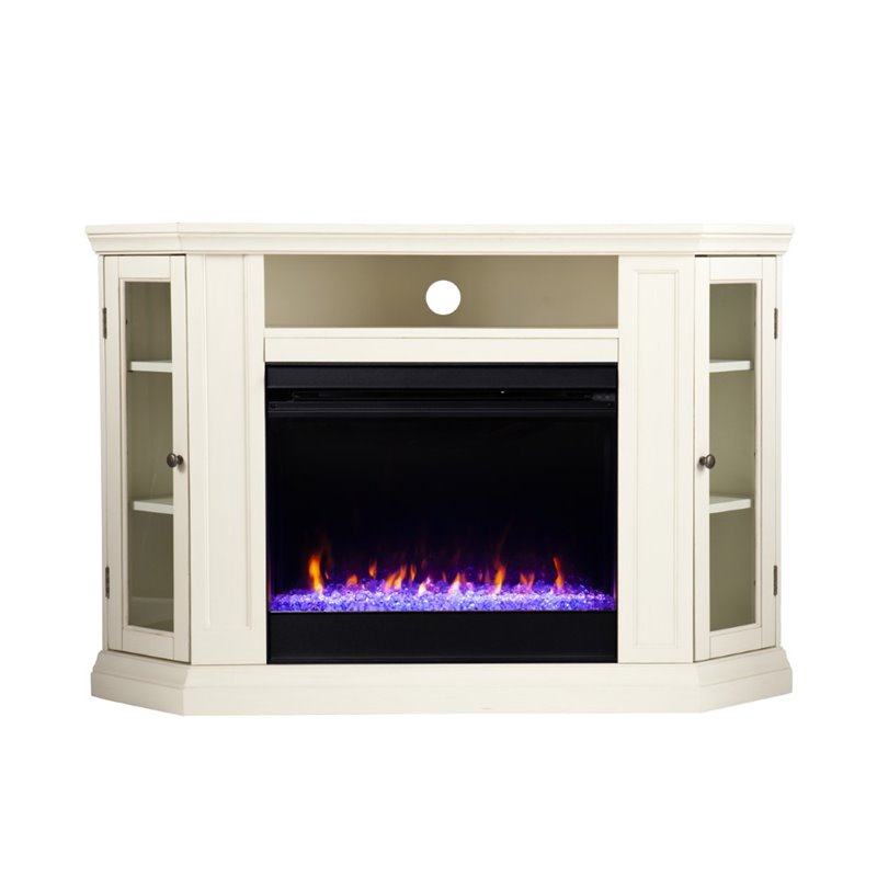 SEI Furniture Claremont Color Changing Electric Fireplace in Ivory