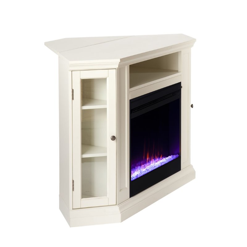 SEI Furniture Claremont Color Changing Electric Fireplace in Ivory