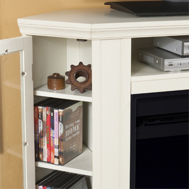 SEI Furniture Claremont Color Changing Electric Fireplace in Ivory