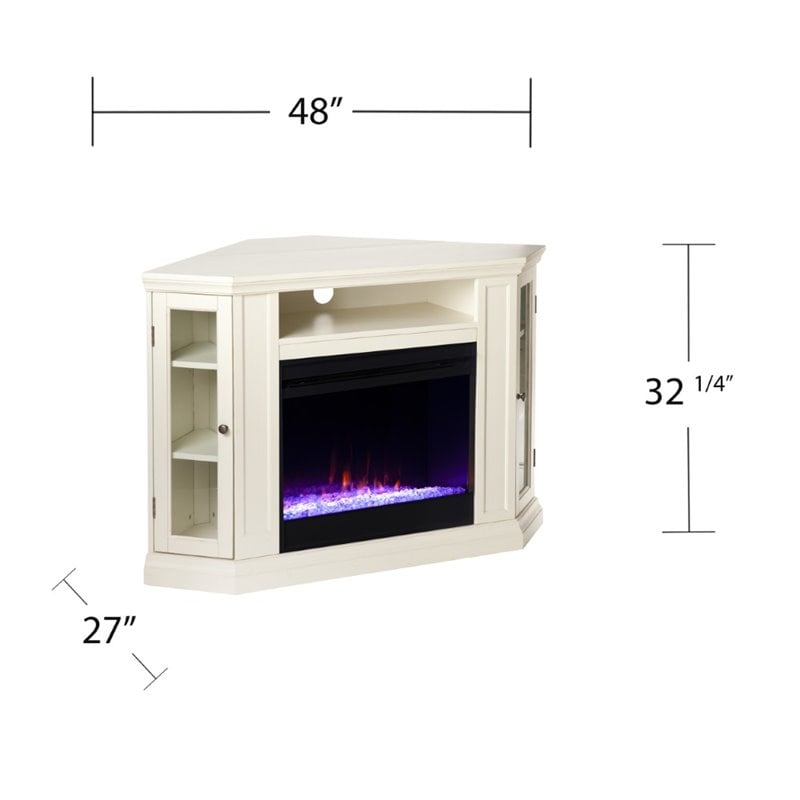 SEI Furniture Claremont Color Changing Electric Fireplace in Ivory