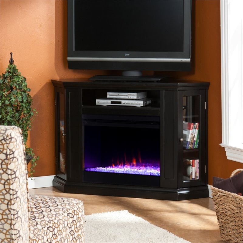 SEI Furniture Claremont Color Changing Electric Fireplace in Black