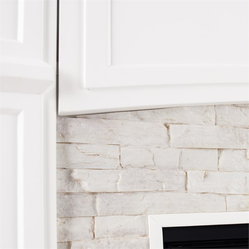 SEI Furniture Seneca Color Changing Electric Fireplace in White