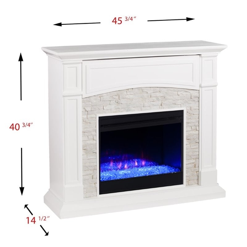 SEI Furniture Seneca Color Changing Electric Fireplace in White