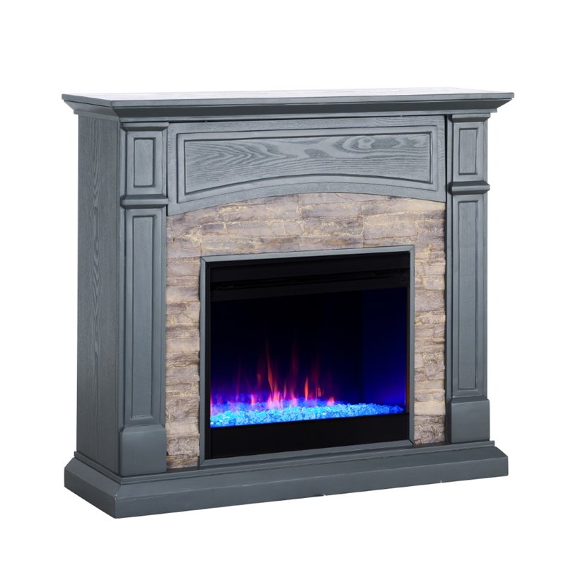 SEI Furniture Seneca Color Changing Electric Fireplace in Gray | Cymax ...