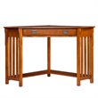 SEI Furniture Wood Corner Computer Desk in Mission Oak with Gun Metal Handles