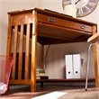SEI Furniture Wood Corner Computer Desk in Mission Oak with Gun Metal Handles
