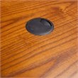 SEI Furniture Wood Corner Computer Desk in Mission Oak with Gun Metal Handles
