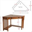 SEI Furniture Wood Corner Computer Desk in Mission Oak with Gun Metal Handles