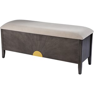 sei furniture hatherleigh velvet top storage bench in light brown