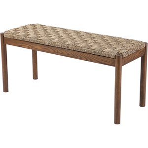 sei furniture scalby rattan seagrass bench in brown and natural