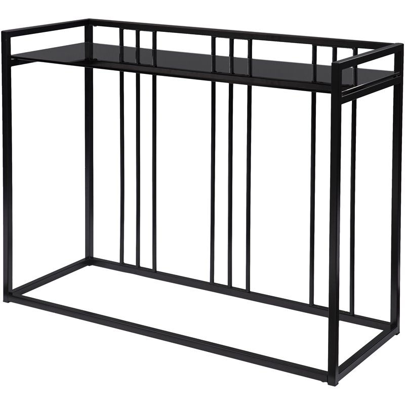 SEI Furniture Alcmonton Contemporary Glass Top Console Table in Black