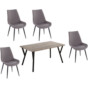 SEI Furniture Waxholme 5 Piece Wood Top Dining Set in Gray and Brown