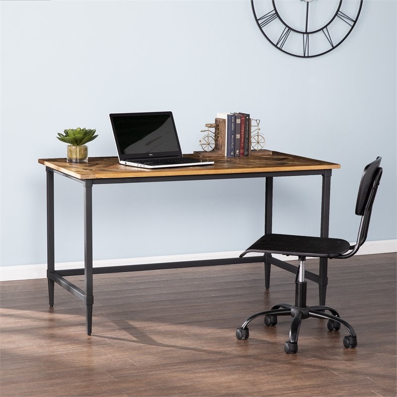 SEI Furniture Lawrenny Reclaimed Wooden Writing Desk in Natural and Black