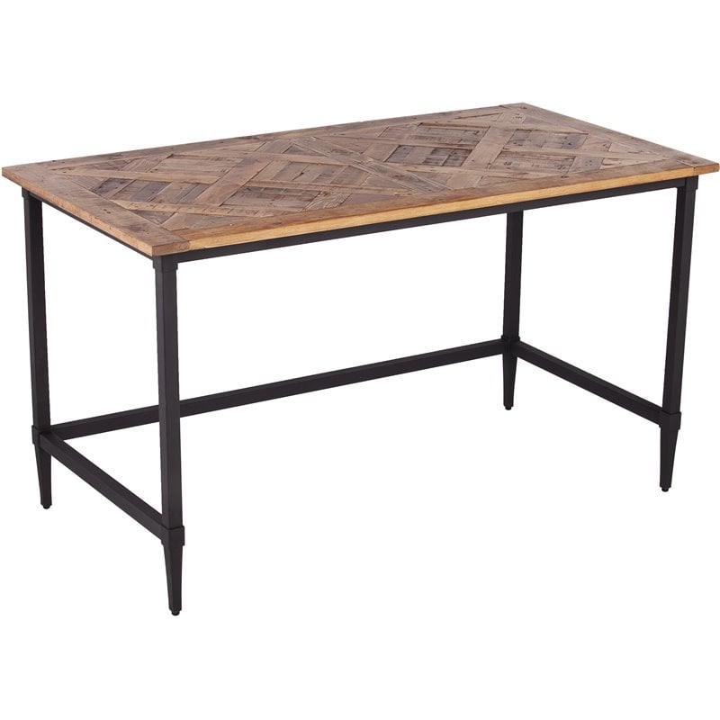 SEI Furniture Lawrenny Reclaimed Wooden Writing Desk in Natural and Black