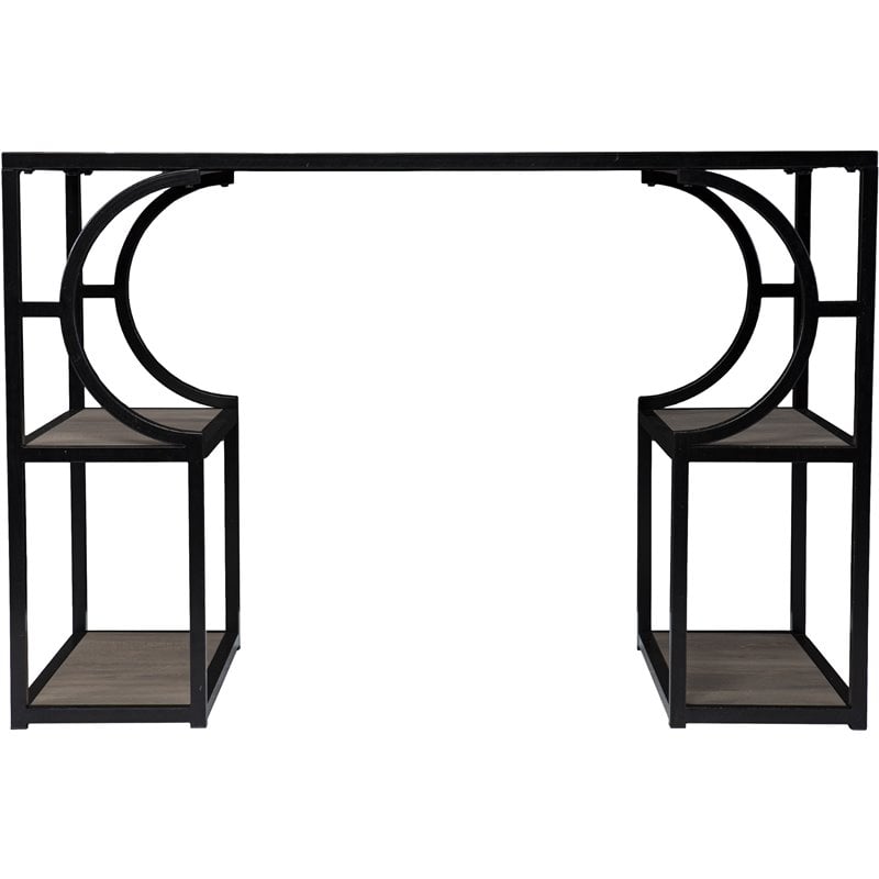 SEI Furniture Tyberton Wooden Writing Desk in Natural and Black