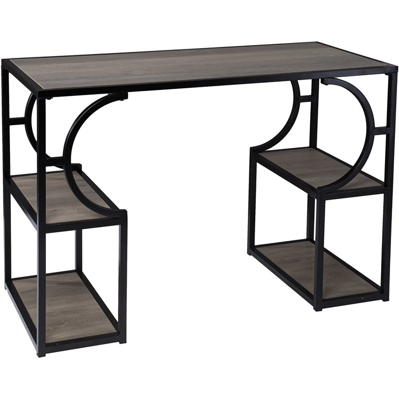 SEI Furniture Tyberton Wooden Writing Desk in Natural and Black