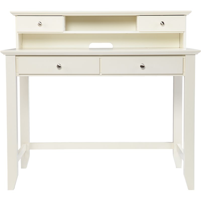 Southern Enterprises Barberry Wooden Writing Desk with Hutch in White ...