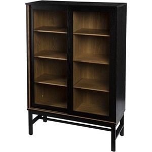 SEI Furniture Hearzly Wooden Curio Cabinet in Black and Natural