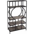 SEI Furniture Tyberton 5 Tier Metal Bookcase in Natural and Black
