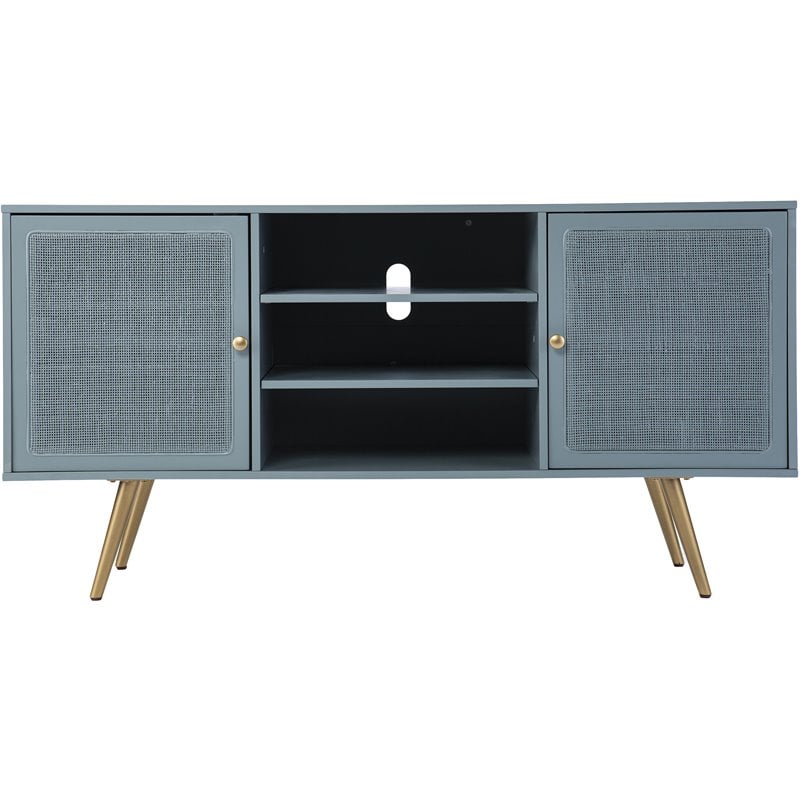 SEI Furniture Alsterson Wooden TV Stand in Mint and Gold