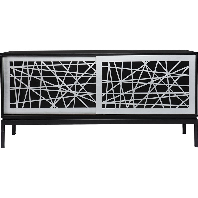 SEI Furniture Arminta Wooden and Metal TV Stand in Black and Silver