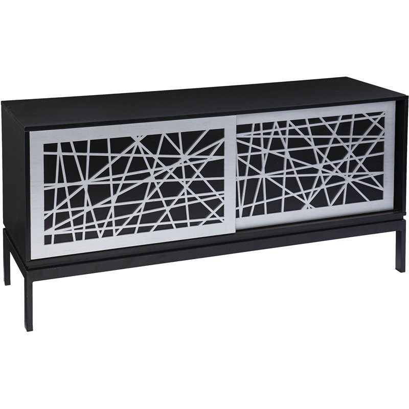 SEI Furniture Arminta Wooden and Metal TV Stand in Black and Silver