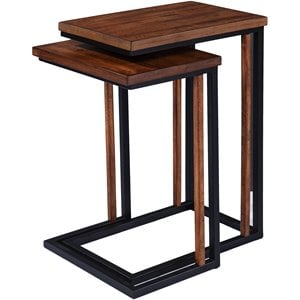 SEI Furniture Sabanti 2 Piece Nesting End Table Set in Brown and Black