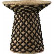 SEI Furniture Bogardy Round Rattan Woven Side Table in Natural and Black