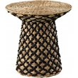 SEI Furniture Bogardy Round Rattan Woven Side Table in Natural and Black