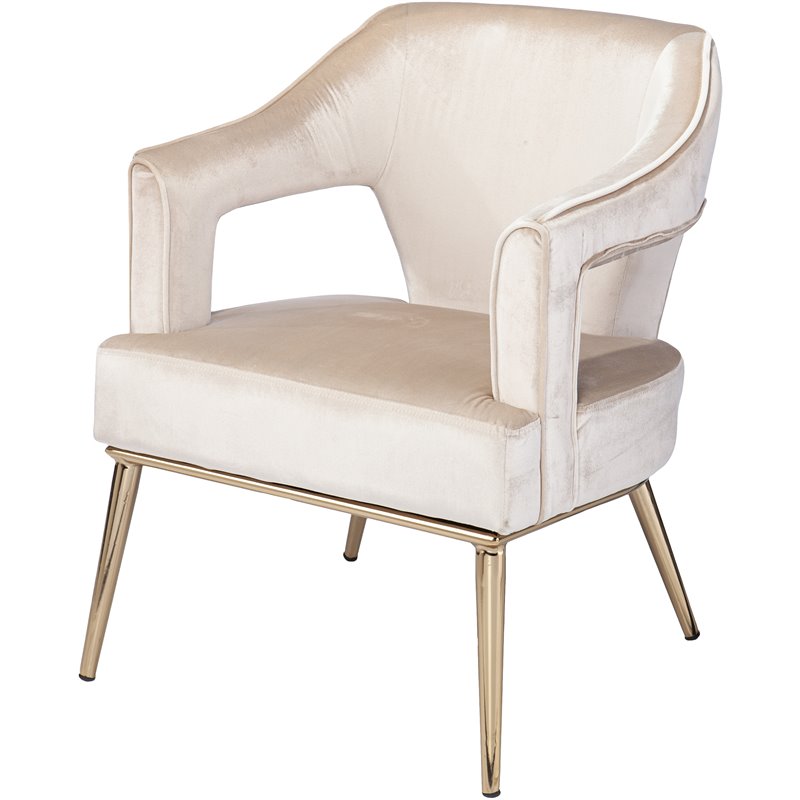 SEI Furniture Eldermain Velvet Upholstered Accent Arm Chair in Taupe
