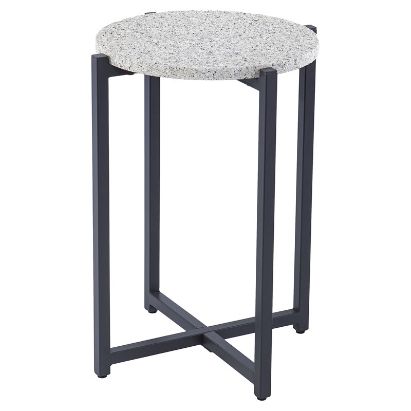 SEI Furniture Dalbrent Round Contemporary Metal Accent Table in Black