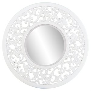 sei furniture kinior transitional wood decorative wall mirror in white