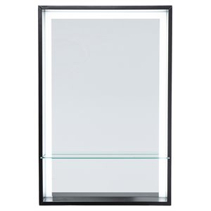 SEI Furniture Wervin Contemporary Wood Lighted Mirror with Shelf in Black
